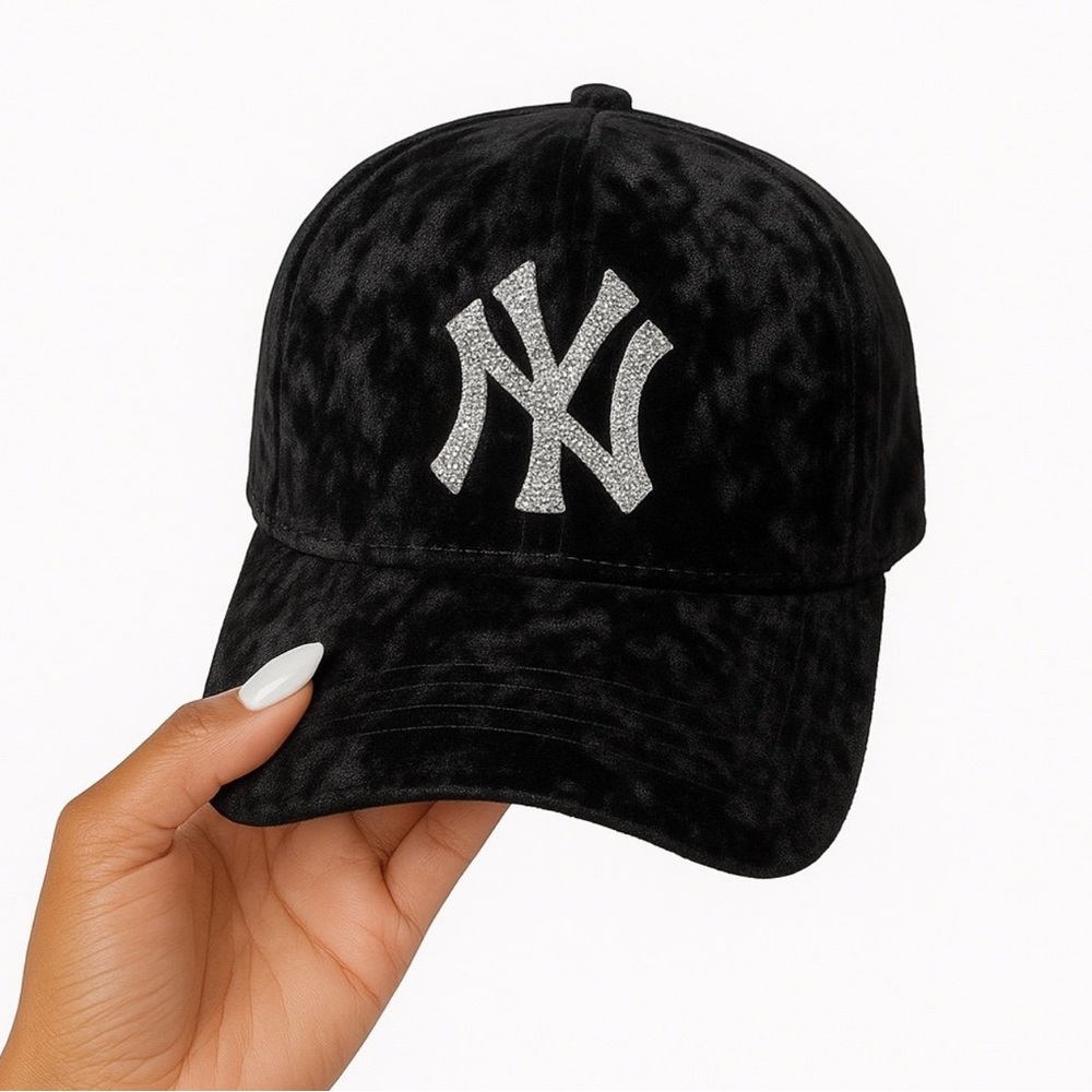 Black Yankee Cap with Blinged Logo